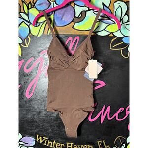 Feelingirl Tummy Control Thong Bodysuit, Chocolate, XL XXL